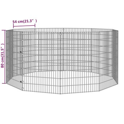 vidaXL 10-panelová klietka pre králiky 54x80 cm pozinkované železo
