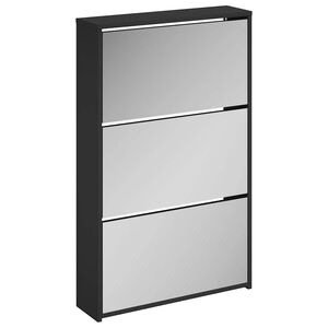 vidaXL Skrinka na top&aacute;nky so zrkadlom, 3-poschodov&aacute;, čierna, 63x17x102,5 cm