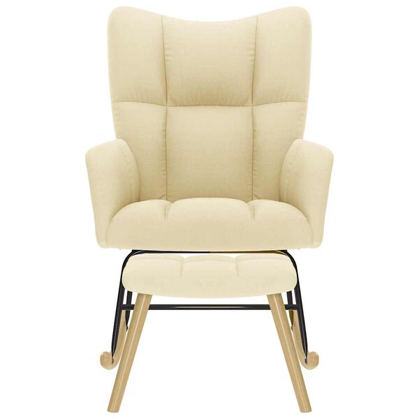 vidaXL Hojdacie kreslo s podnožkou kr&eacute;mov&eacute; l&aacute;tka