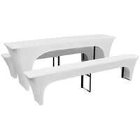 3 biele elastické poťahy na pivný stôl a lavice 220 x 50 x 80 cm