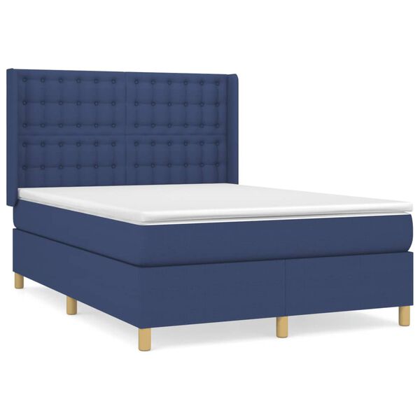 vidaXL Boxspring posteľ s matracom modr&yacute; 140x190 cm l&aacute;tka
