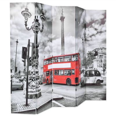 vidaXL Skladací paraván, 200x170 cm, potlač Londýna, čierno-biely