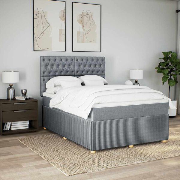 vidaXL Boxspring posteľ s matracom bledosiv&aacute; 140x200 cm l&aacute;tka
