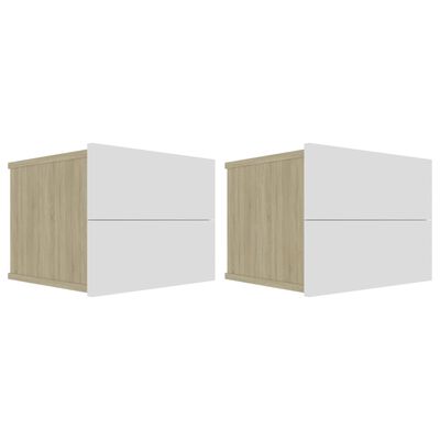 vidaXL Nočné stolíky 2 ks, biela a sonoma 40x30x30cm, kompozitné drevo