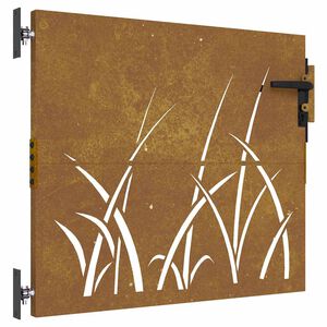 vidaXL Z&aacute;hradn&aacute; br&aacute;na 85x75 cm, oceľ Corten, dizajn s tr&aacute;vou