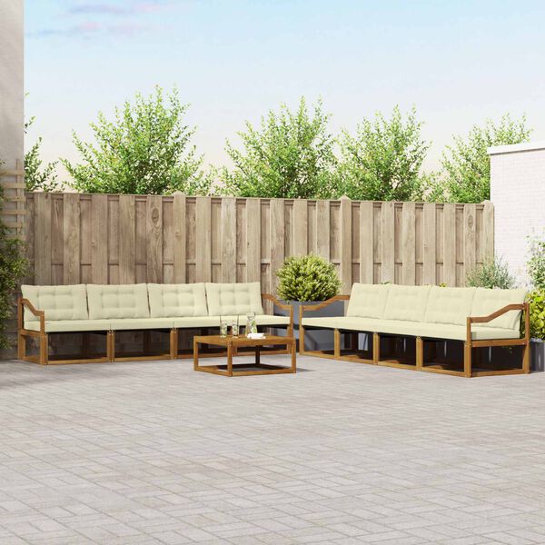 vidaXL Z&aacute;hradn&aacute; s&uacute;prava gaučov s vank&uacute;&scaron;om 9 pcs Pr&iacute;rodn&aacute; a kr&eacute;mov&aacute;