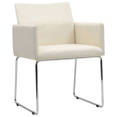vidaXL Jedálenské stoličky 4 ks, ľanový vzhľad, biele, látka