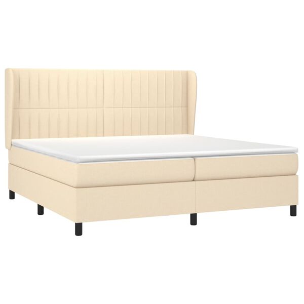 vidaXL Boxspring posteľ s matracom kr&eacute;mov&aacute; 200x200 cm l&aacute;tka