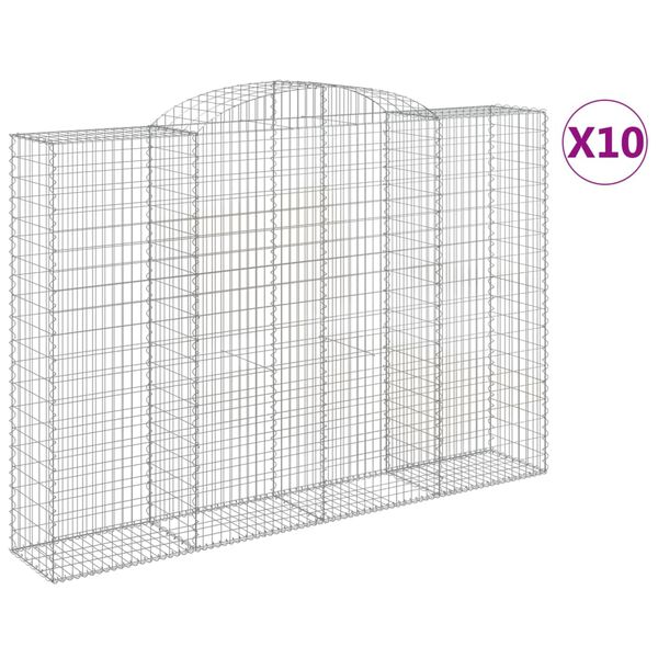 vidaXL Oblúkové gabiónové koše 10 ks 300x30x200/220 cm pozink. železo