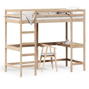vidaXL Poschodov&aacute; posteľ so stolom 90x190 cm borovicov&yacute; mas&iacute;v