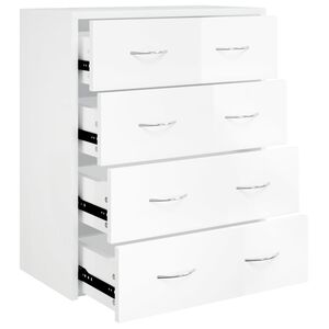 vidaXL Komoda so 4 z&aacute;suvkami 60x30,5x71 cm leskl&aacute; biela