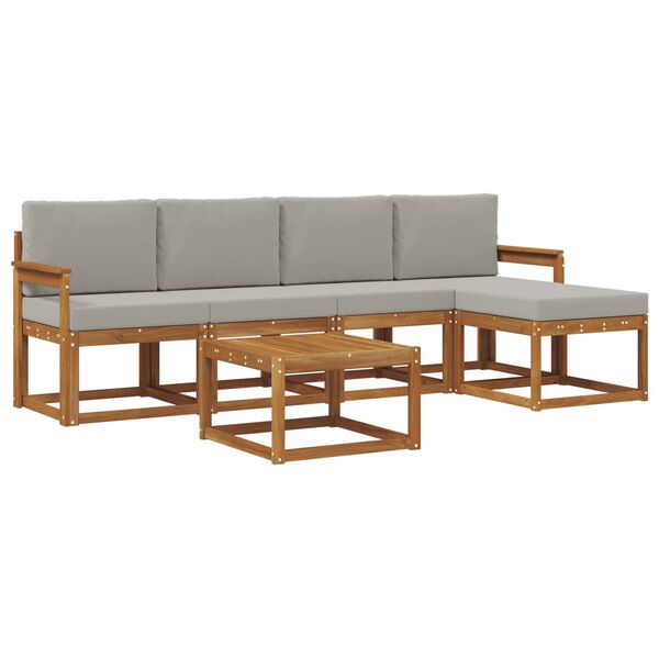 vidaXL Z&aacute;hradn&aacute; s&uacute;prava gaučov s vank&uacute;&scaron;om 6 pcs Pr&iacute;rodn&aacute; a svetlosiv&aacute;