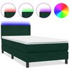vidaXL Posteľn&yacute; r&aacute;m boxsping s matracom a LED tmavozelen&yacute; 80x220 cm zamat