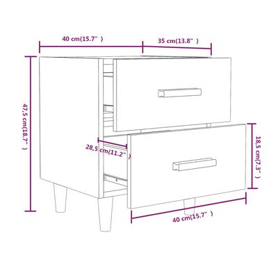 vidaXL Nočný stolík lesklý biely 40x35x47,5 cm