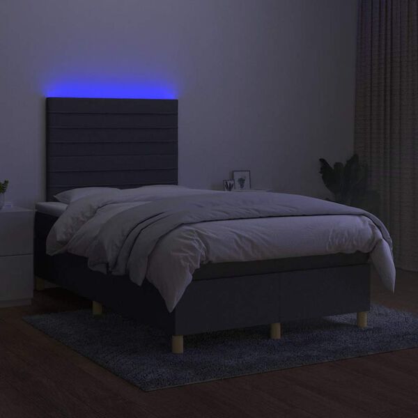 vidaXL Boxspring posteľ s matracom a LED, tmavosiv&aacute; 120x190 cm, l&aacute;tka