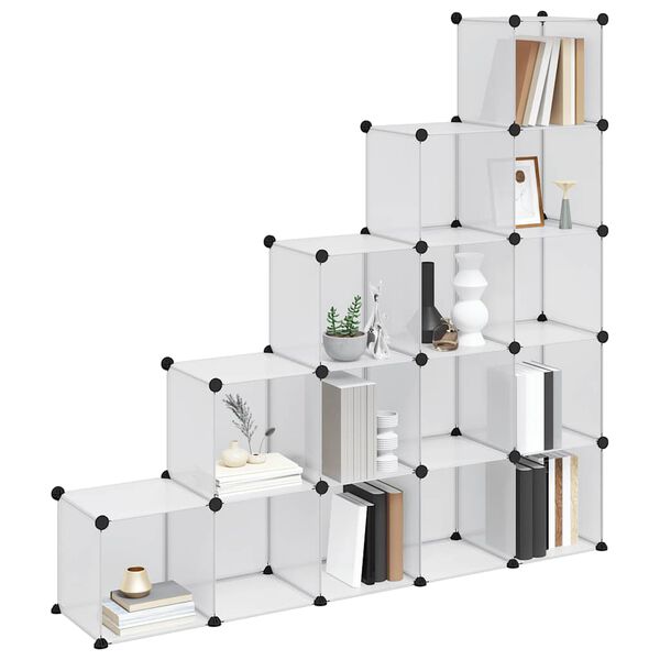 vidaXL &Uacute;ložn&yacute; kockovan&yacute; organiz&eacute;r s 15 kockami priehľadn&yacute; PP