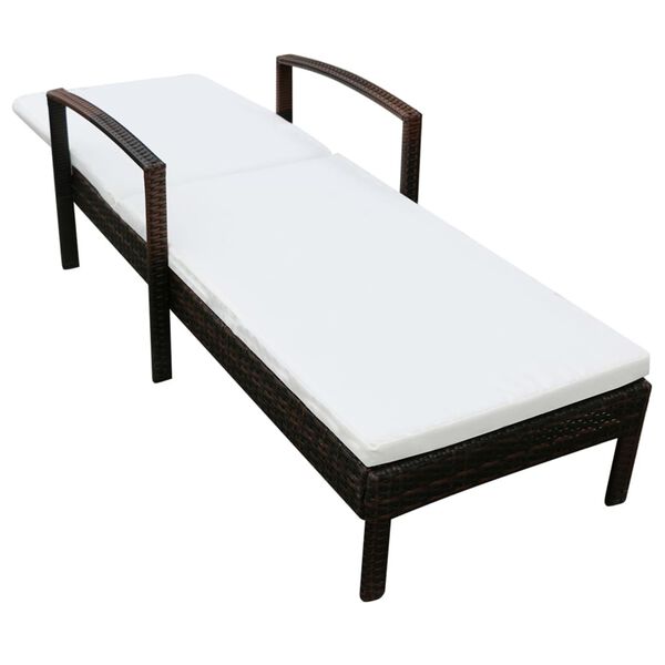 vidaXL Z&aacute;hradn&eacute; ležadlo s podložkou, polyratan, hned&eacute;