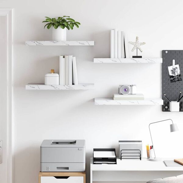 vidaXL Stenn&aacute; polica N&aacute;stenn&yacute; 4 pcs Biely mramor 50 x 23 x 4 cm