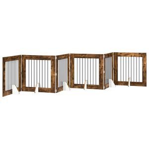 vidaXL Skladacia psia br&aacute;na so stojanmi 6 ks Dymov&yacute; dub 482 cm