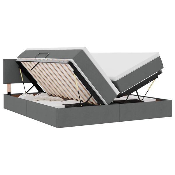 vidaXL &Uacute;ložn&aacute; posteľ s matracmi Tmavo &scaron;ed&aacute; 200 x 200 cm Umel&aacute; koža