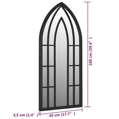 vidaXL Záhradné zrkadlo čierne 100x45 cm exteriérové železo