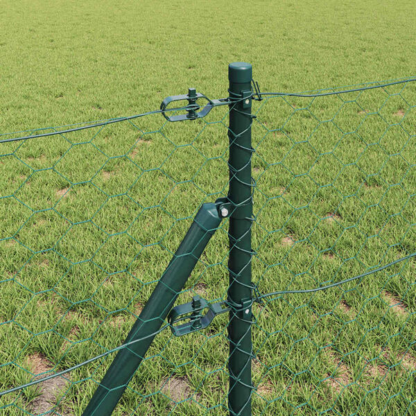 vidaXL Stĺp na plot. Zelená 10 x 0,6 m (50 mm sieť) Ocel a PVC