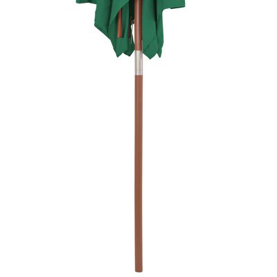 vidaXL Vonkajší slnečník s drevenou tyčou 150x200 cm, zelený