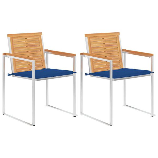 vidaXL Záhradné stoličky so sedákmi 2 ks masívne tíkové drevo a oceľ