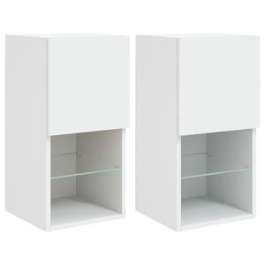 vidaXL TV skrinky s LED svetlami 2 ks biele 30,5x30x60 cm