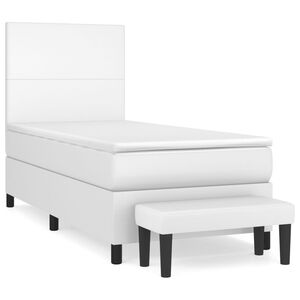 vidaXL Boxspring posteľ s matracom biela 90x200 cm umel&aacute; koža