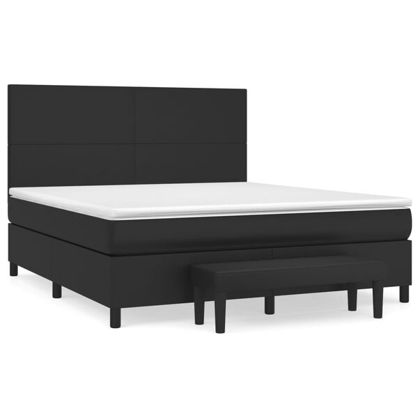 vidaXL Boxspring posteľ s matracom čierna 160x200 cm umel&aacute; koža