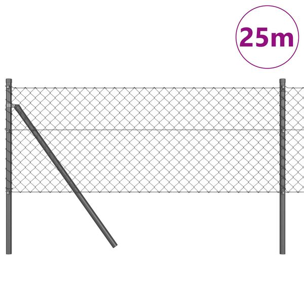 vidaXL Stĺp na plot. Sivá 25 x 0,4 m (40 x 40 mm sieť) Ocel a PVC