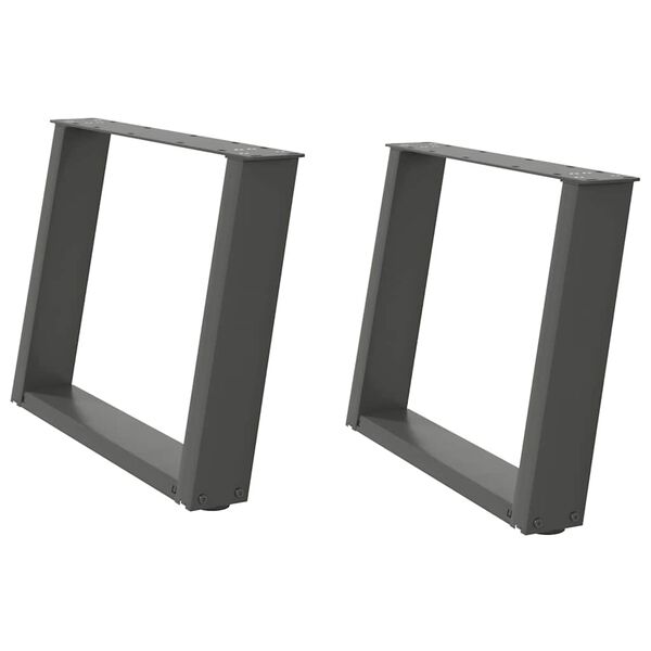 vidaXL Nohy konferenčn&eacute;ho stol&iacute;ka v tvare U, 2 ks, antracitov&eacute;, 60 x (42-43) cm, oceľ