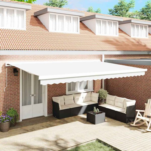 vidaXL Náhradná látka na markízu Biela 500 × 350 cm Plátno