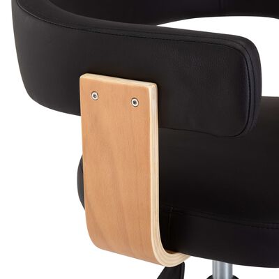 vidaXL Otočná jedálenská stolička, čierna, ohýbané drevo a umelá koža