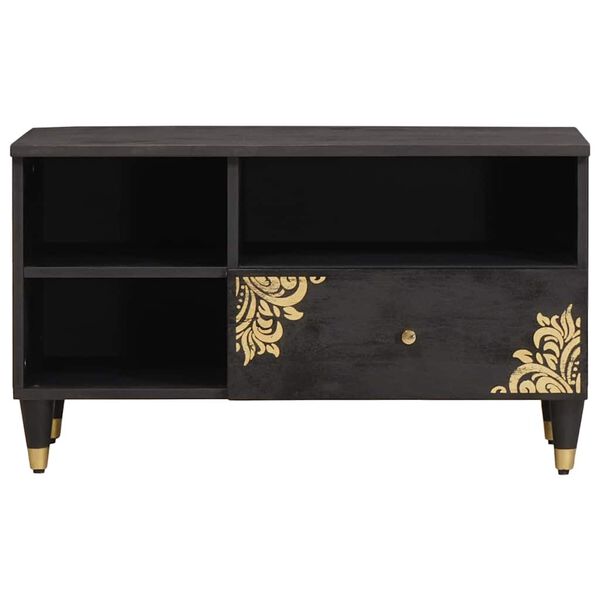 vidaXL TV skrinka Čierna 80 x 33 x 46 cm Masívne mango drevo