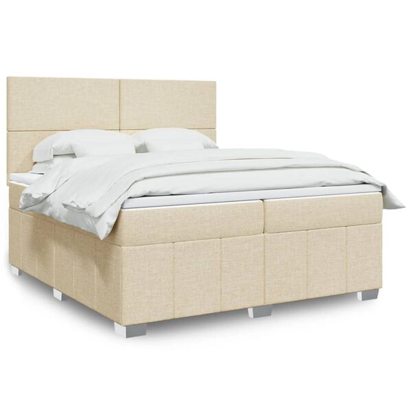 vidaXL Boxspring posteľ s matracom kr&eacute;mov&aacute; 200x200 cm l&aacute;tka
