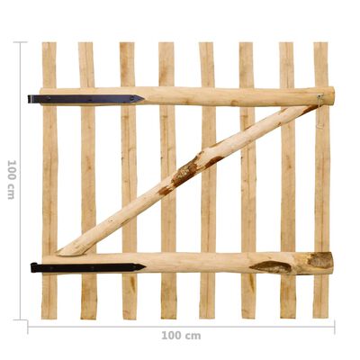 vidaXL Jednokrídlová brána, lieskové drevo, 100x100 cm