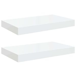vidaXL Pl&aacute;vaj&uacute;ce n&aacute;stenn&eacute; police 2 ks, leskl&eacute; biele 40x23,5x3,8 cm, MDF