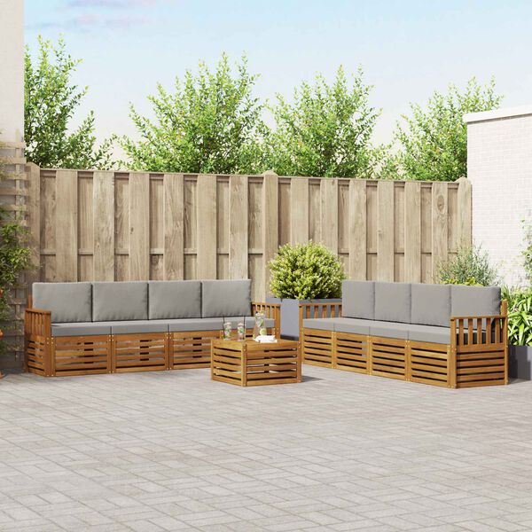 vidaXL S&uacute;pravy pohoviek s vank&uacute;&scaron;om 9 pcs Pr&iacute;rodn&aacute; a svetlosiv&aacute;