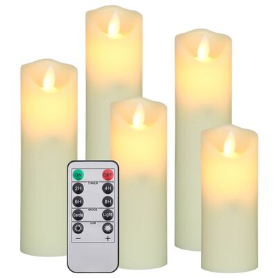 vidaXL Sada 5 elektrických LED sviečok s ovládaním, teplá biela