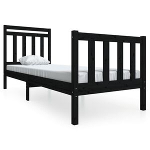vidaXL Posteľn&yacute; r&aacute;m čierny 75x190 cm mal&eacute; jednol&ocirc;žko mas&iacute;vne drevo