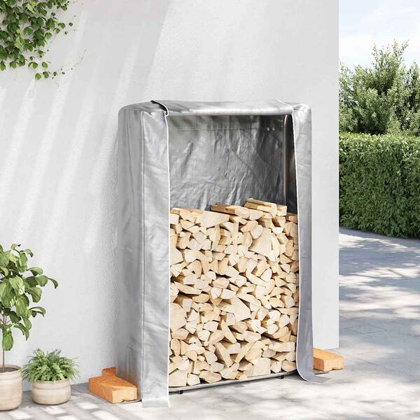 vidaXL Regál na krbové drevo s pláštenkou 100x25x150 cm