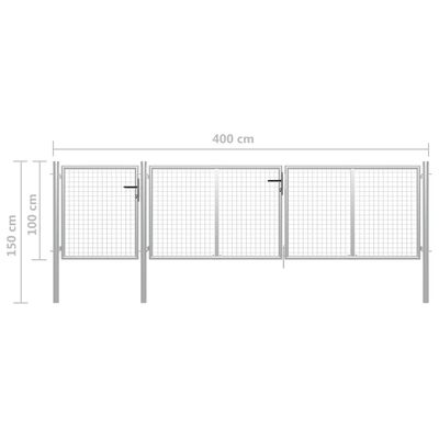 vidaXL Záhradná brána, oceľ 400x100 cm, strieborná