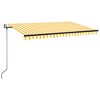 vidaXL Automatická markíza, LED a senzor vetra 400x350 cm, žltá/biela
