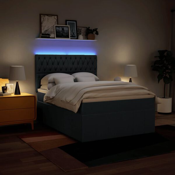 vidaXL Posteľný rám boxspring s matracom modrý 140x200 cm látka