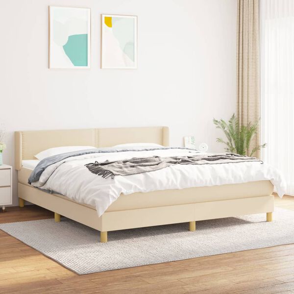 vidaXL Posteľn&yacute; r&aacute;m boxspring s matracom kr&eacute;mov&yacute; 180x200 cm l&aacute;tka