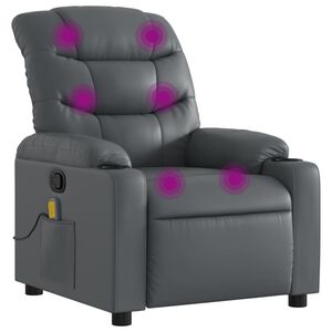 vidaXL Mas&aacute;žne kreslo s polohovac&iacute;m mechanizmom, siv&eacute;, umel&aacute; koža