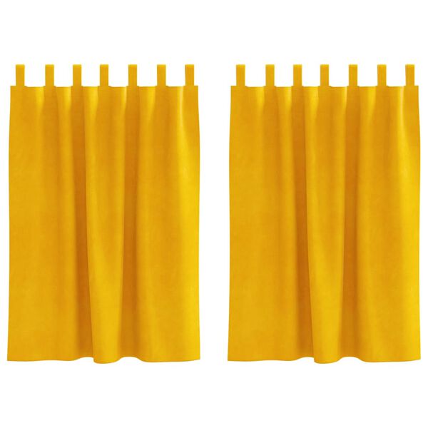 vidaXL Zatemňovacie z&aacute;vesy 2 pcs Horčicov&aacute; žlt&aacute; 140 x 140 cm Zamat
