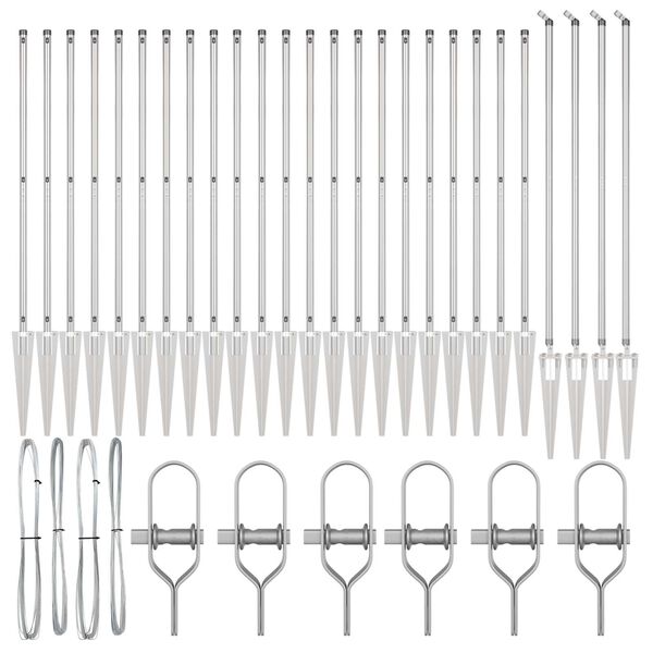 vidaXL Stĺp na plot. Iný 26 pcs Sivá 3,2 x 3,2 x 140 cm Oceľ